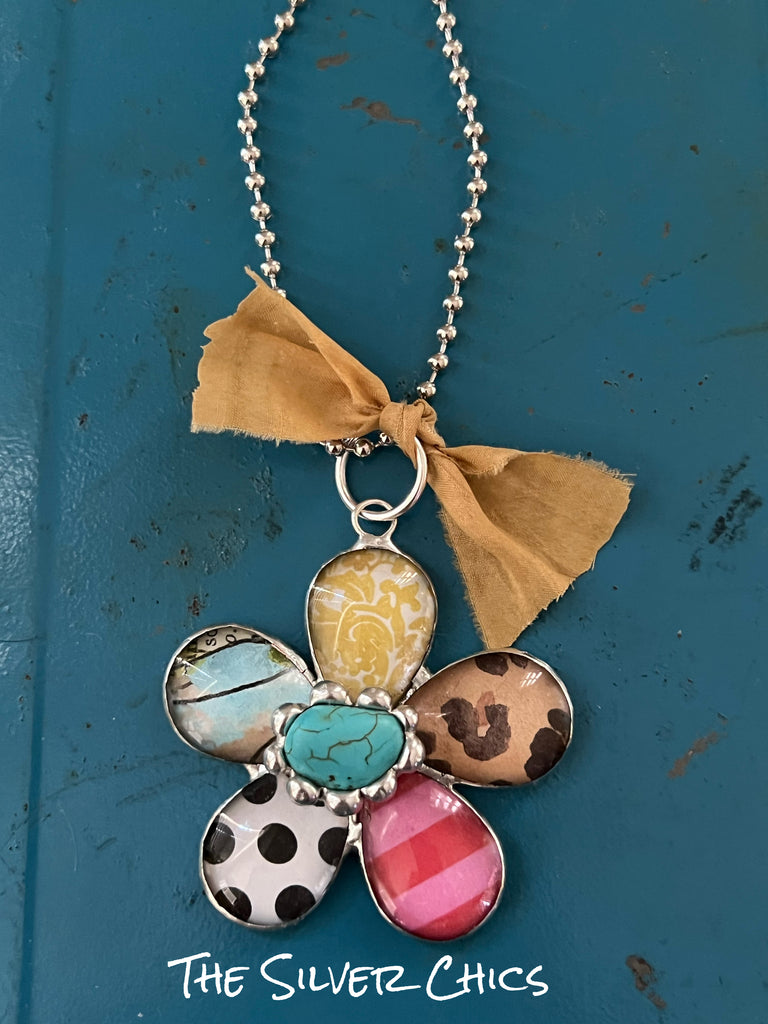Multicolored Soldered Flower Pendants