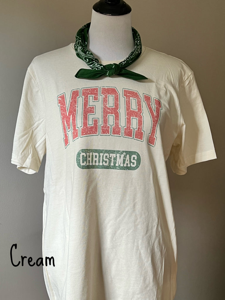 Merry Christmas Vintage Cream Tee