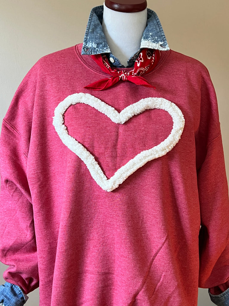 Heart Chenille Yarn Sweatshirt