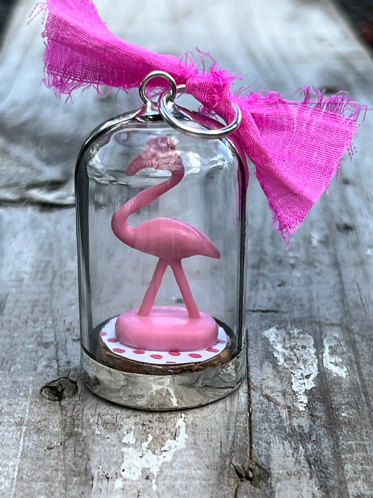 Pink Flamingo Glass Globe Pendant