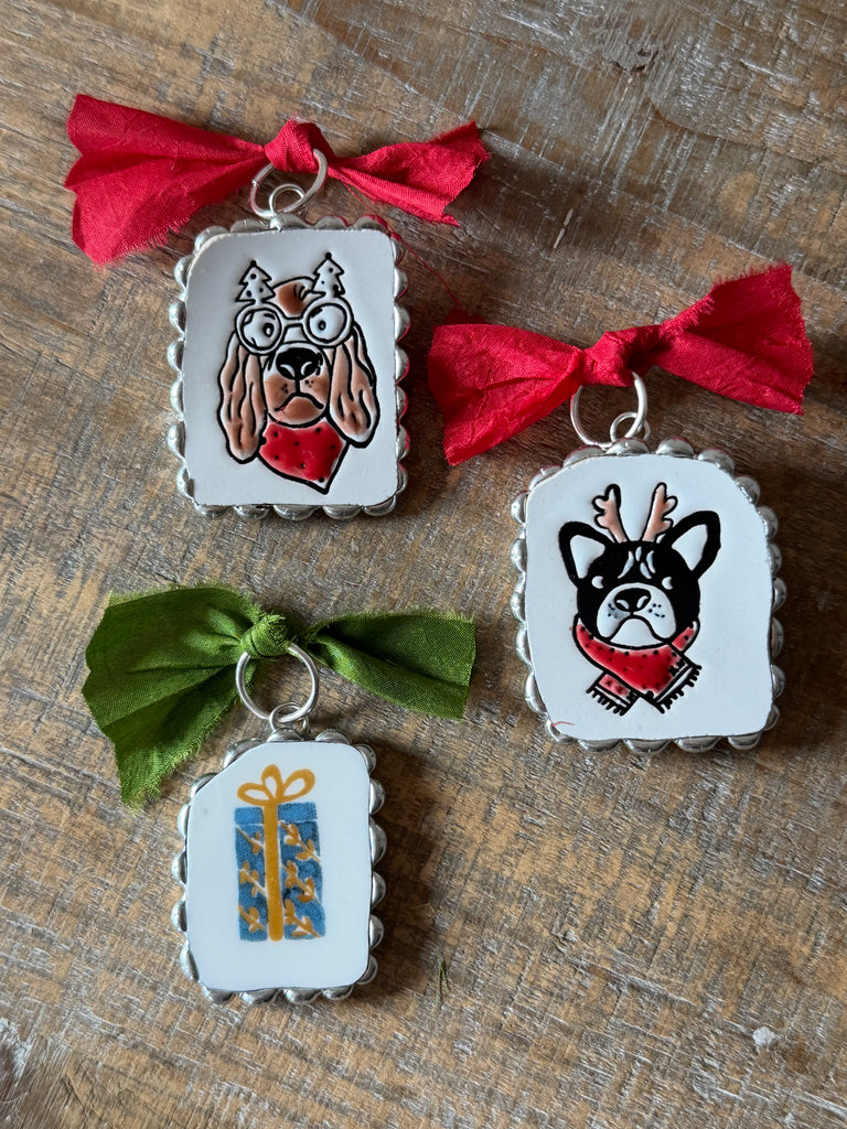 Broken China Christmas Pendants