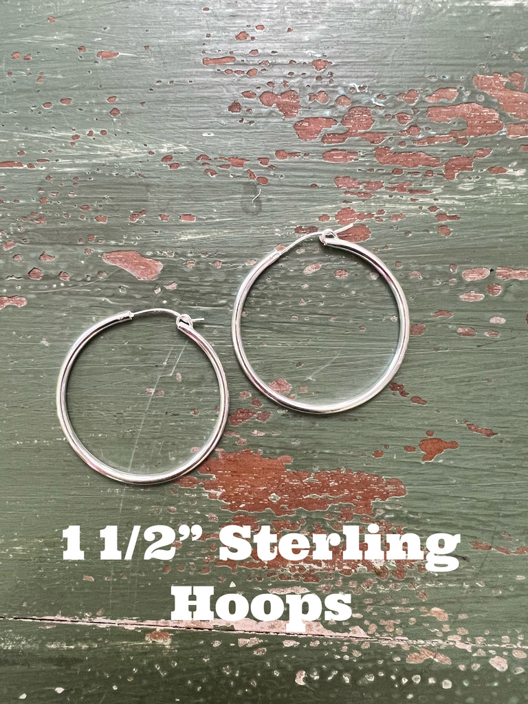 Sterling Silver Hoops 1 1/2”