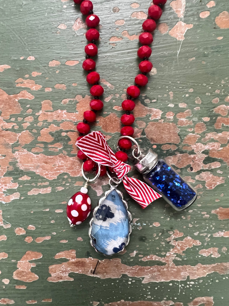 Red, White Blue Necklace
