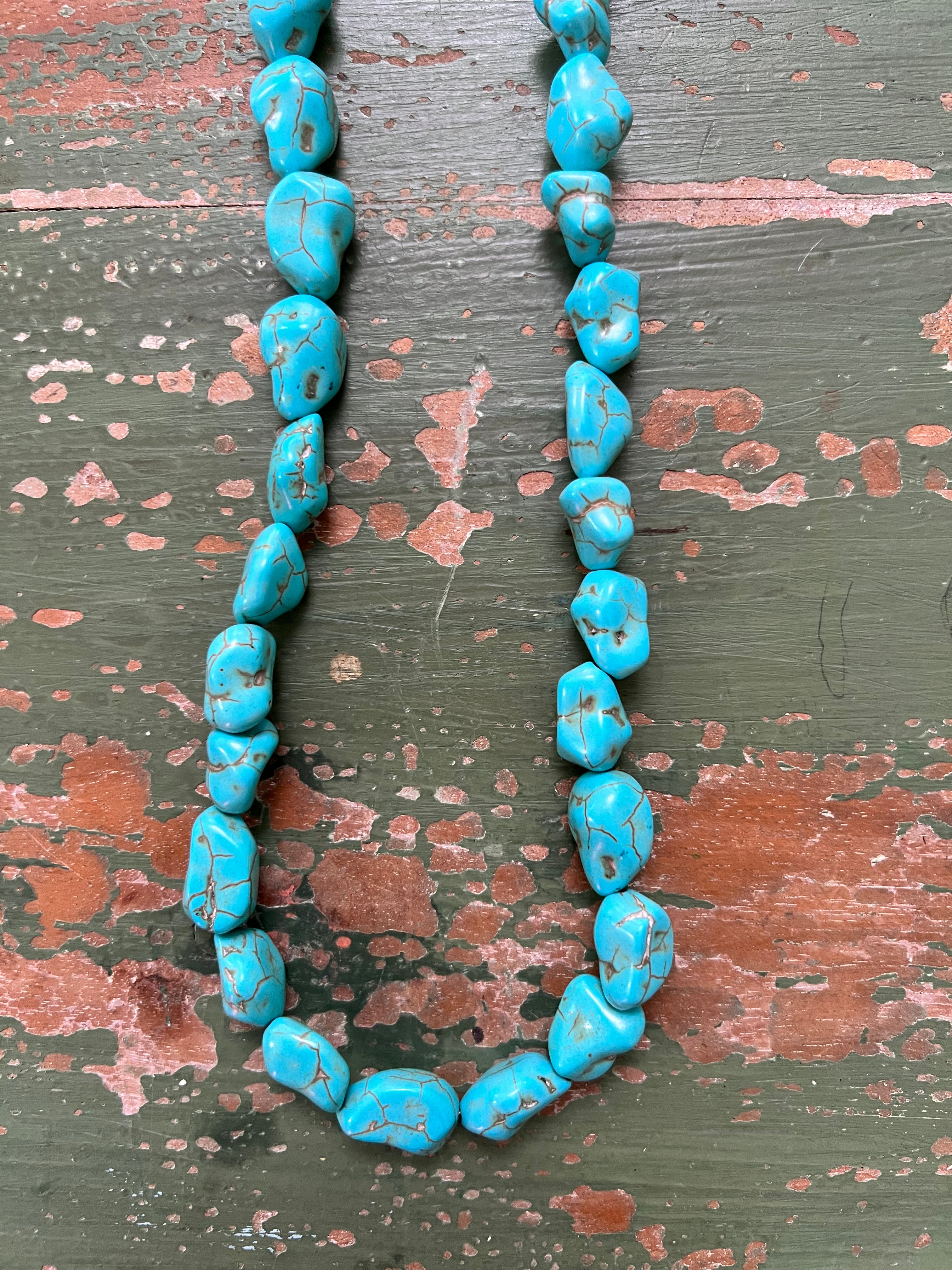 Chunky Nugget Museum Vintage Navajo Native American Jewelry jewelry/ Santo Domingo Long Jalca Turquoise Necklace Chunky Nugget Museum Vintage Navajo Native American Jewelry jewelry/ Santo Domingo Long Jalca Turquoise Necklace