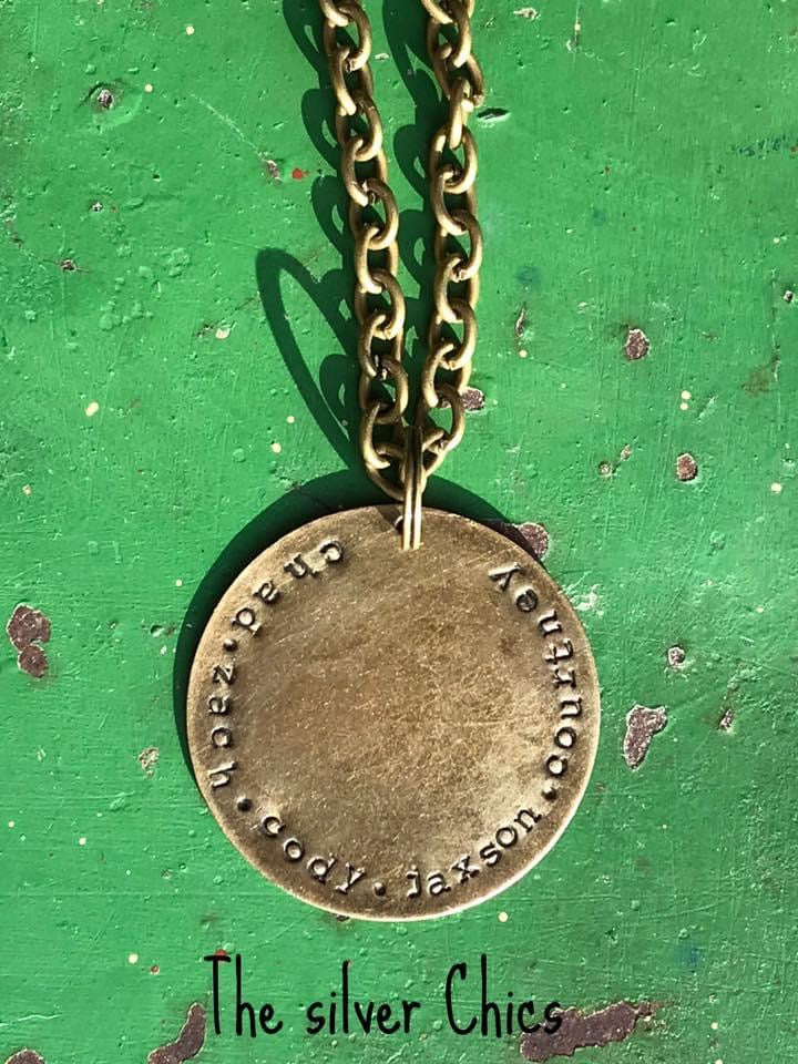 Hand Stamped Circle Pendant only
