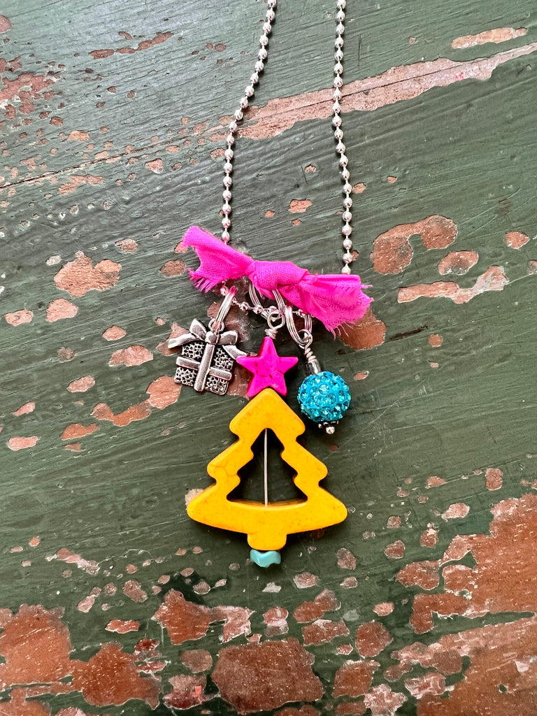 Yellow Christmas Tree Necklace
