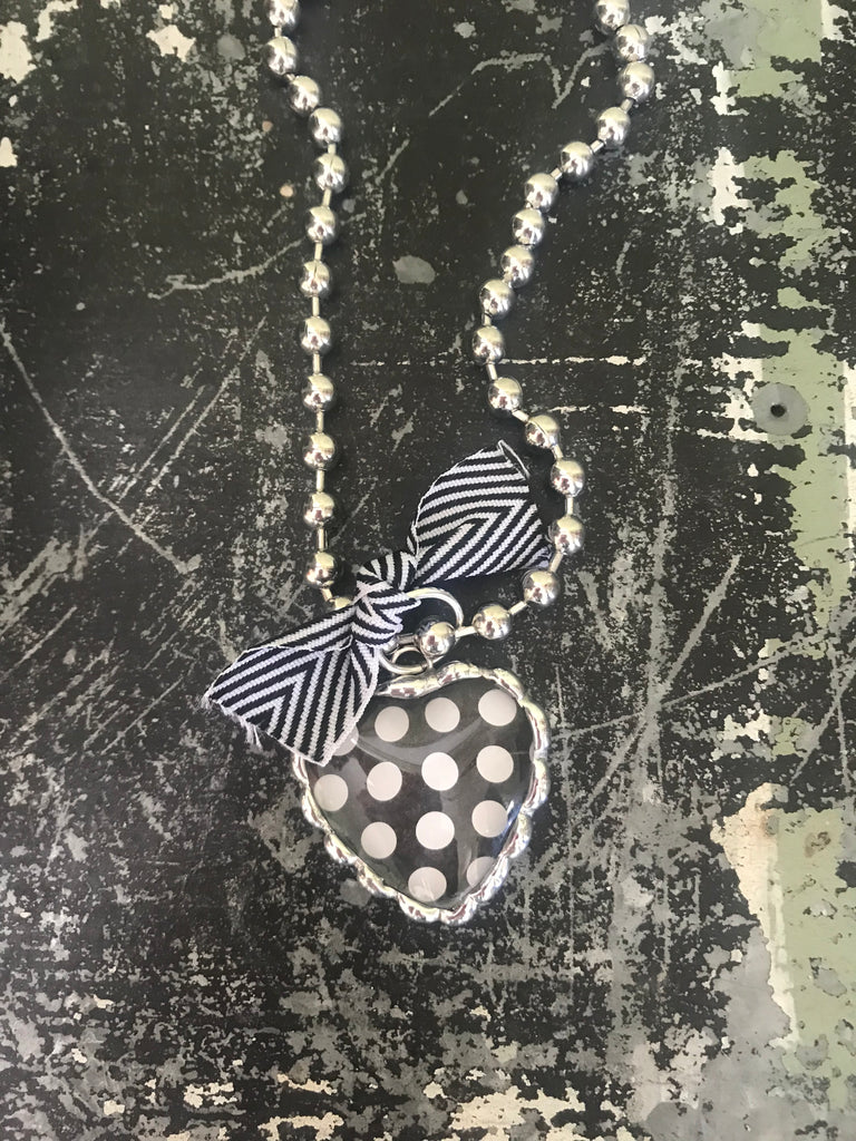 Chunky Ball Chain with Black Dot Heart