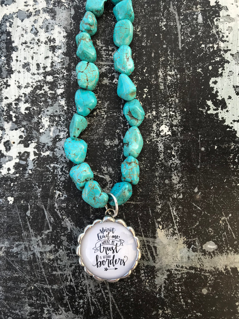 Chunky Turquoise Necklace with Soldered Bubble