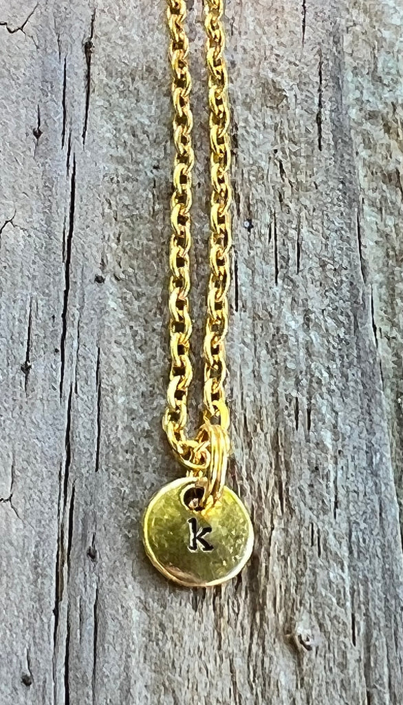 Gold Stamped Disc Necklace