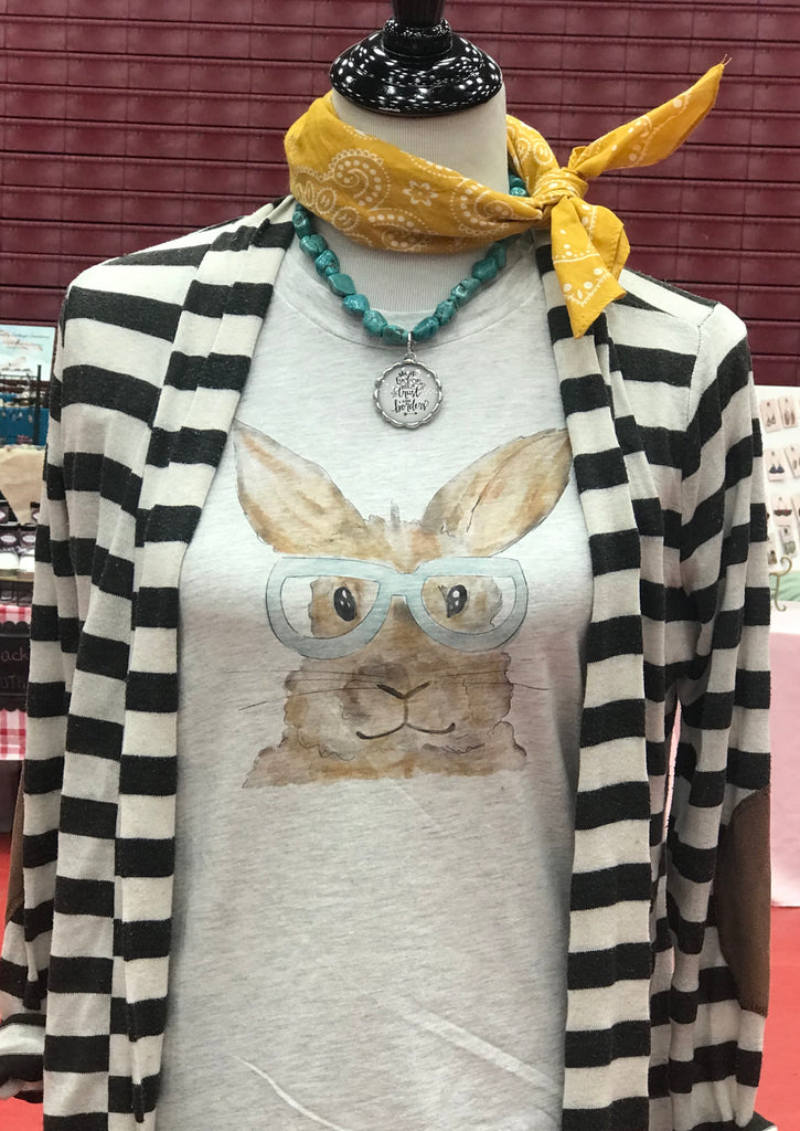 Bunny with Teal Glasses (Gray)